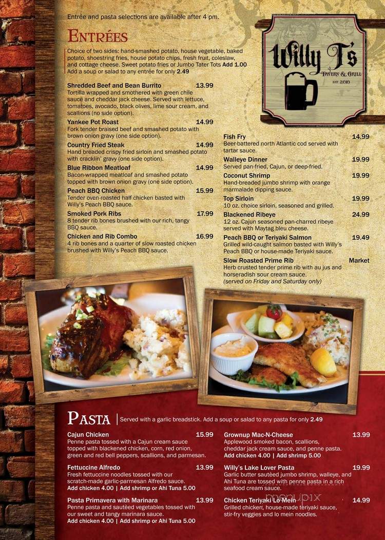 Willy T's Tavern - Ottertail, MN menu_pic