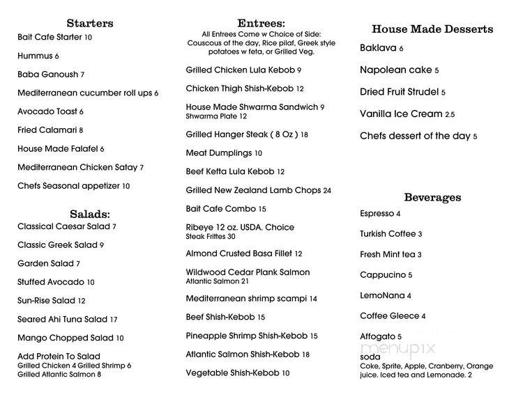 Bait Cafe - Buffalo Grove, IL menu_pic