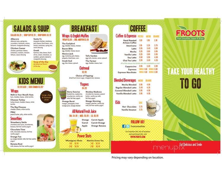 Froots - Fort Benning, GA menu_pic