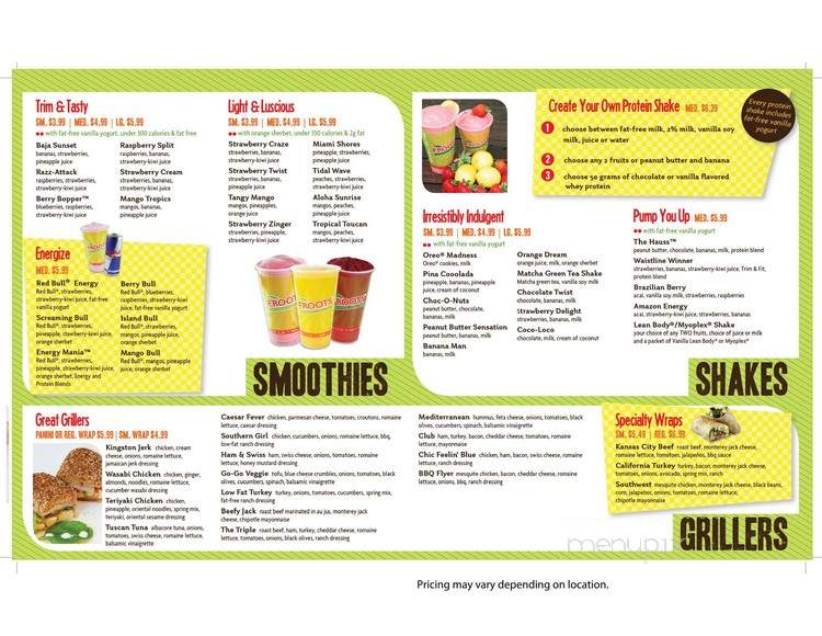 Froots - Fort Benning, GA menu_pic