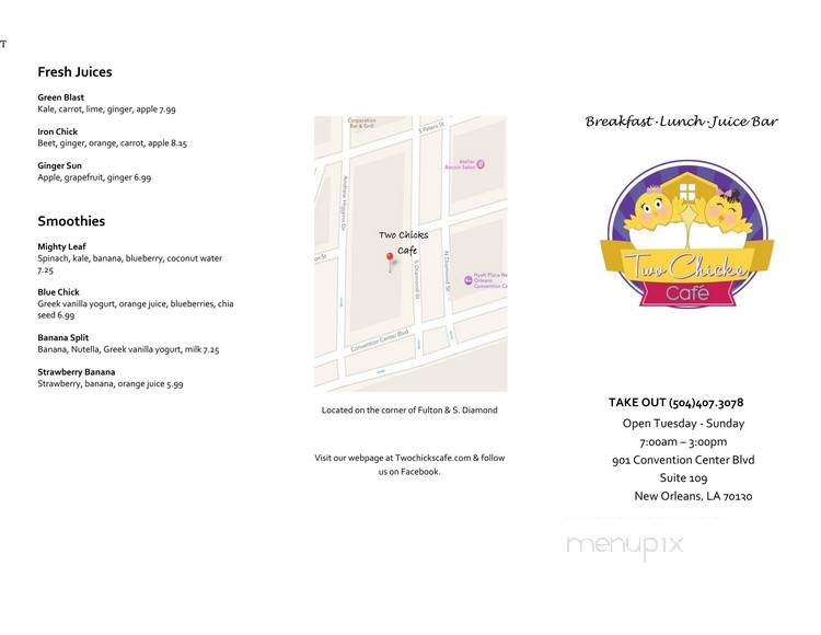 Two Chicks Cafe - New Orleans, LA menu_pic