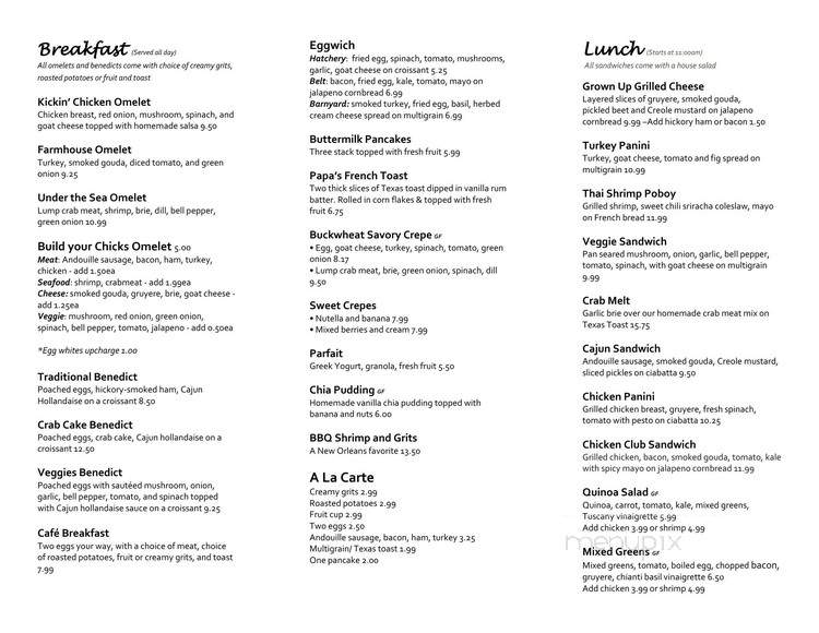 Two Chicks Cafe - New Orleans, LA menu_pic