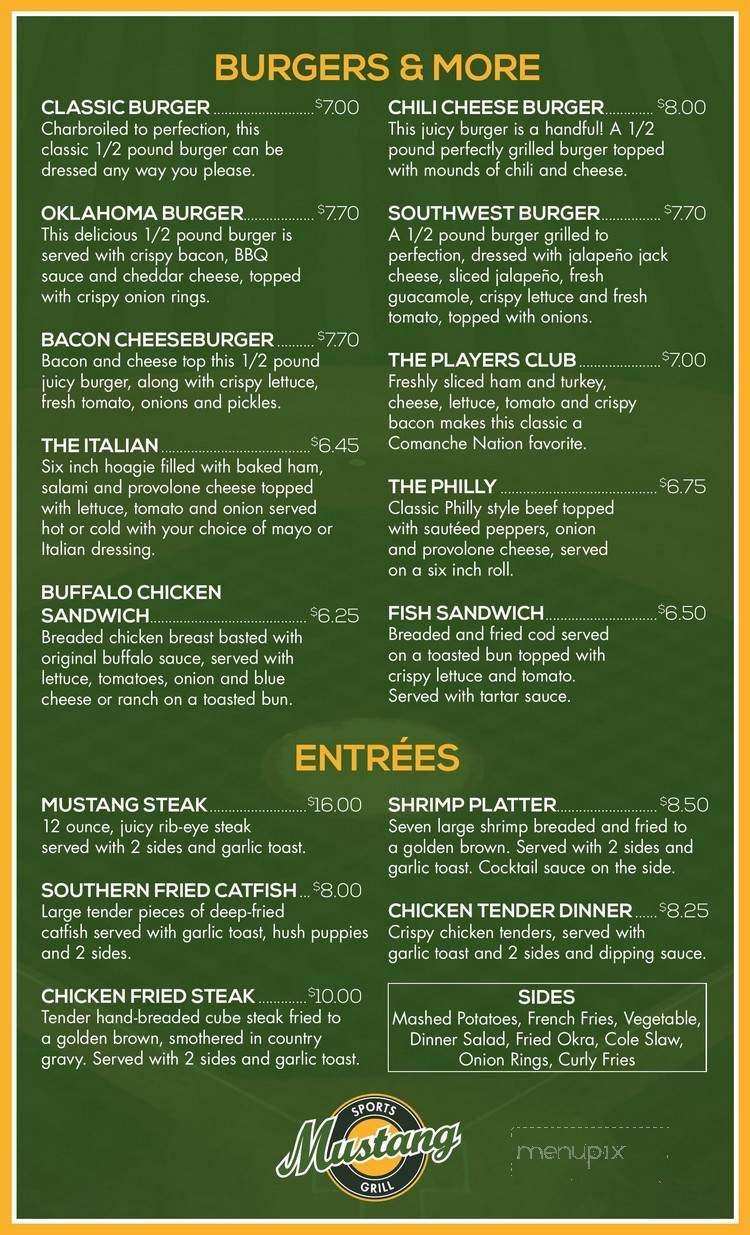 Mustang Sports Grill - Lawton, OK menu_pic
