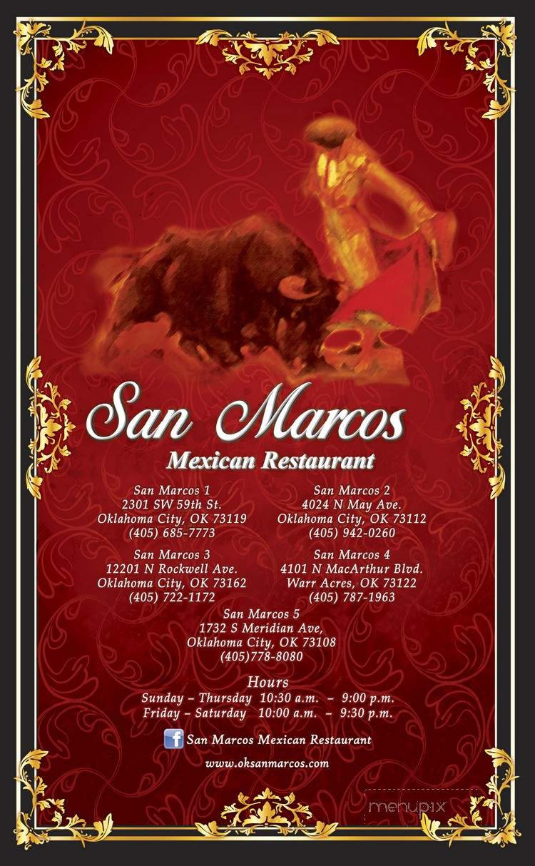 San Marcos Mexican Restaurant - Oklahoma City, OK menu_pic