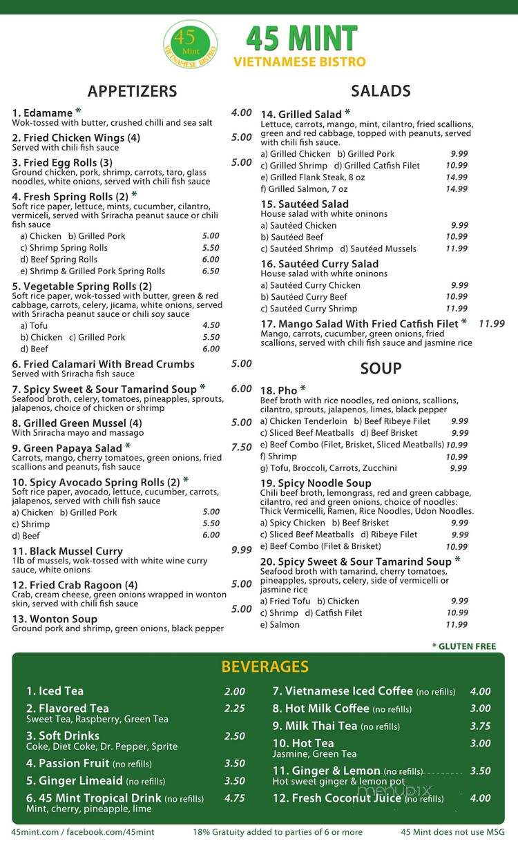 45 Mint Vietnamese Bistro - Dallas, TX menu_pic