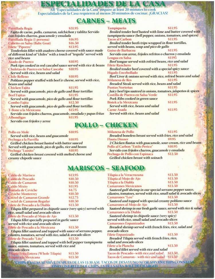 Monterrey BBQ - Dallas, TX menu_pic