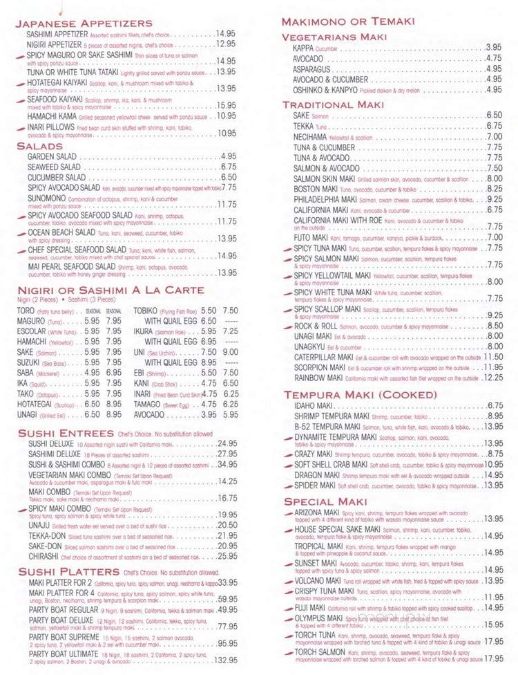 Mai Pearl - Foxborough, MA menu_pic