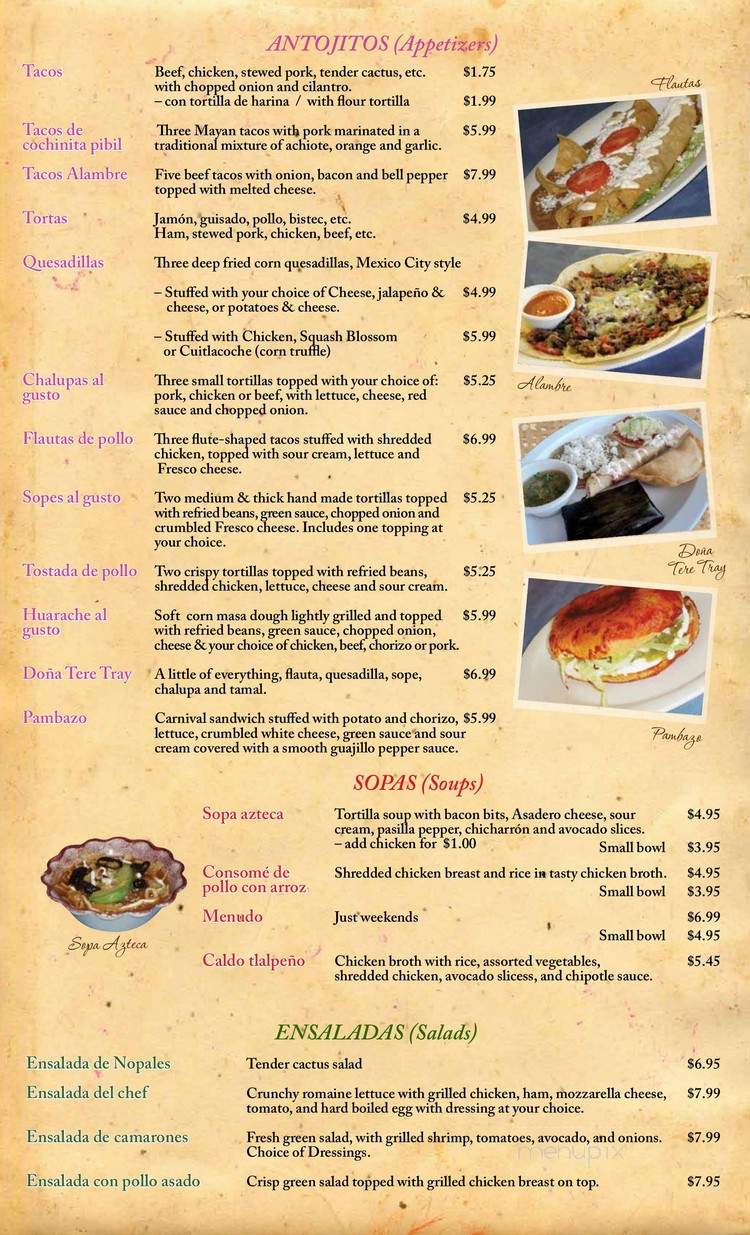 Fonda Santa Rosa - Houston, TX menu_pic