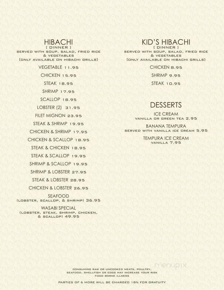 Wasabi - Ocean Springs, MS menu_pic