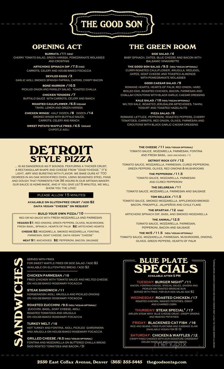 The Good Son Taphouse - Denver, CO menu_pic