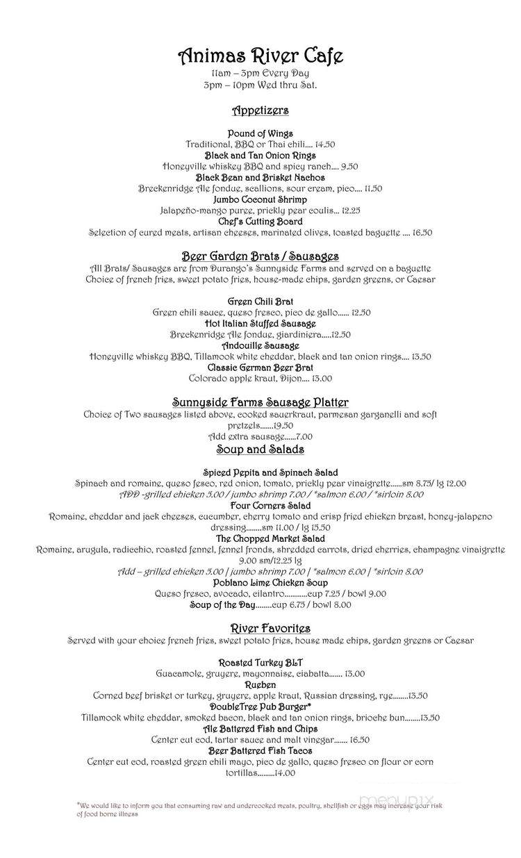 Edge Water Grill - Durango, CO menu_pic
