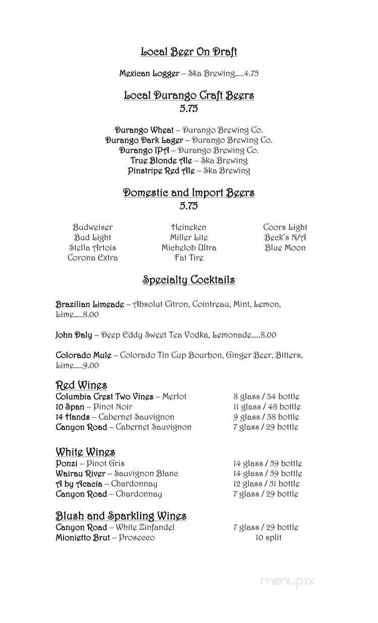Edge Water Grill - Durango, CO menu_pic