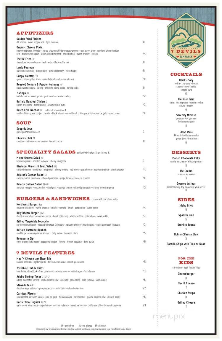 Seven Devils Pub - Cascade, ID menu_pic