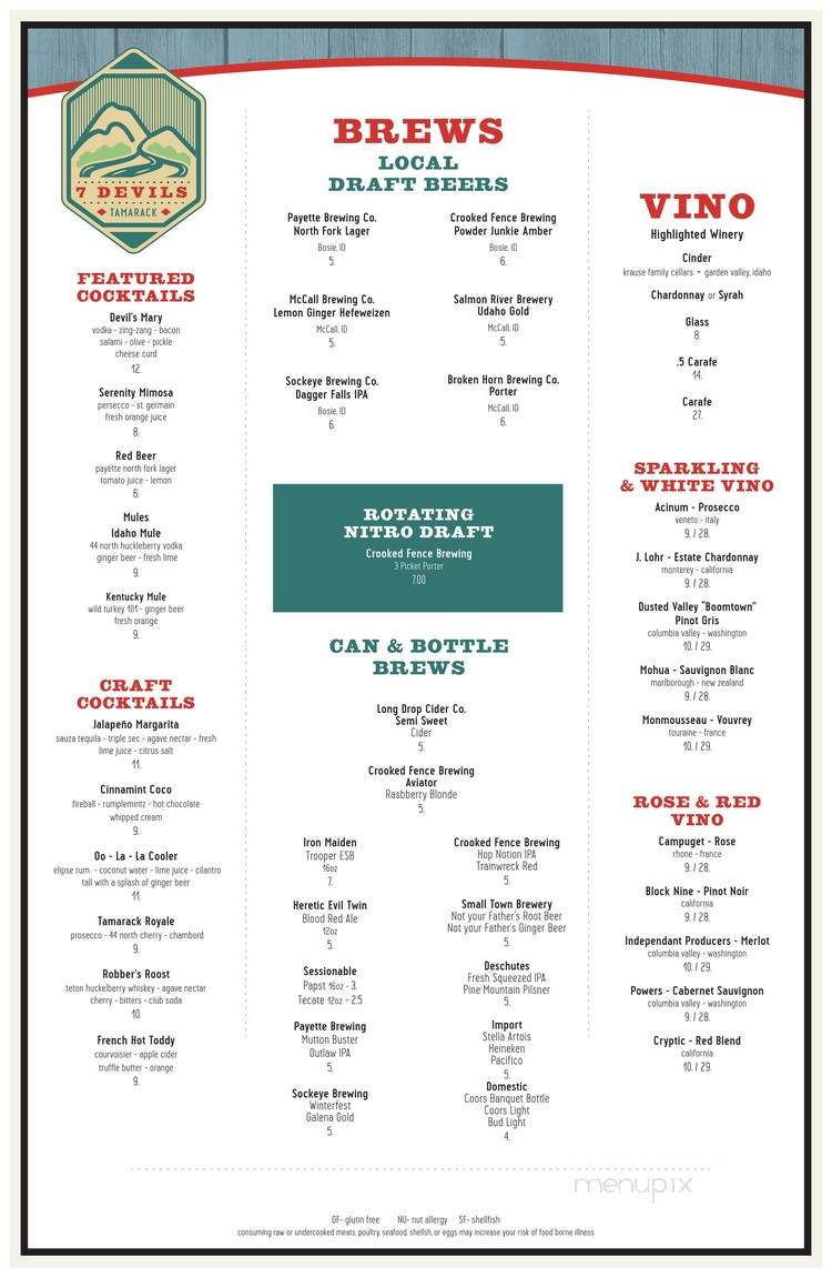 Seven Devils Pub - Cascade, ID menu_pic