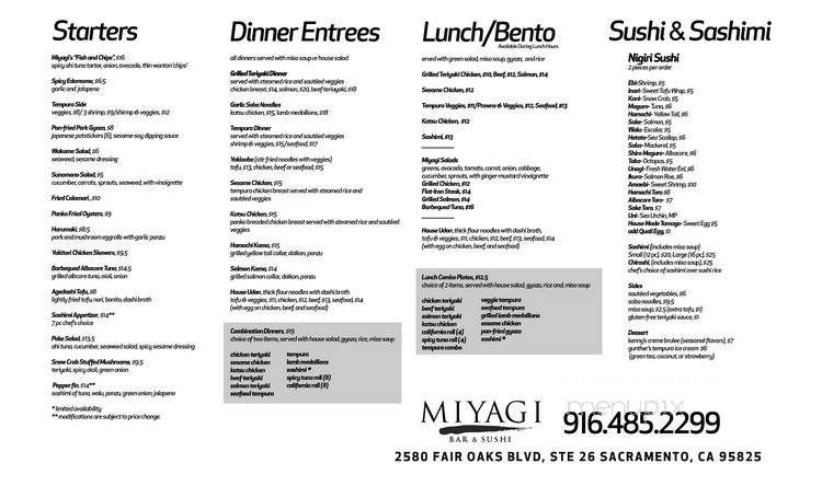 Miyagi Sushi - Sacramento, CA menu_pic