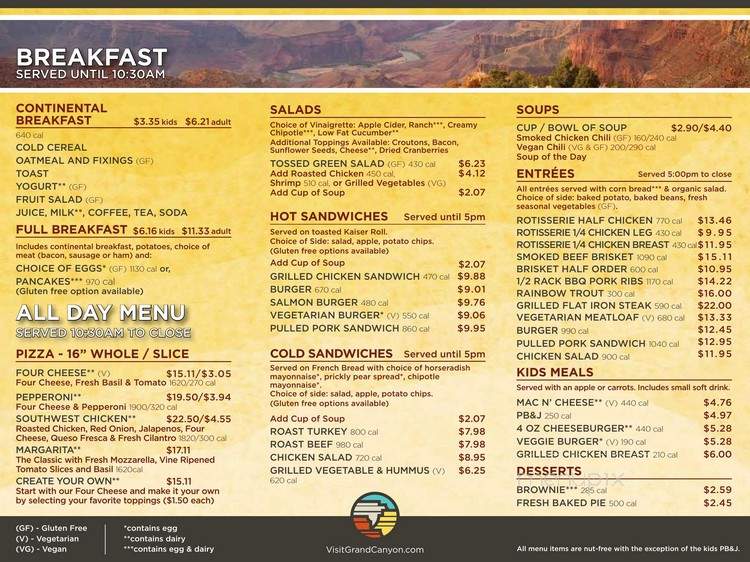 Yavapai Lodge - Grand Canyon Village, AZ menu_pic