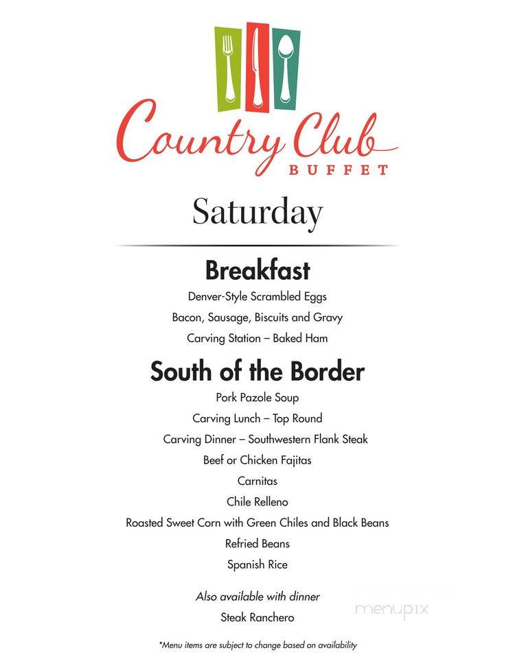 Country Club Buffet - Primm, NV menu_pic