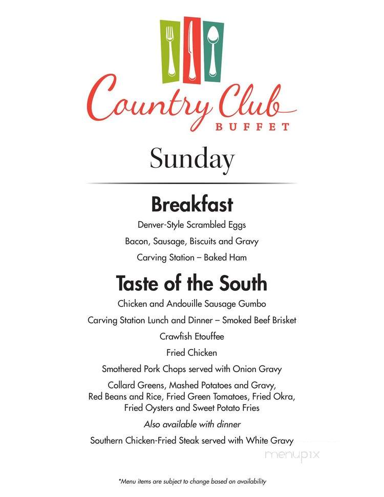 Country Club Buffet - Primm, NV menu_pic