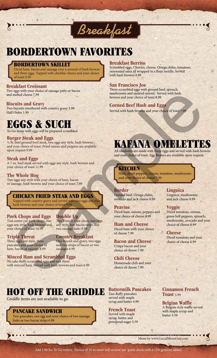 Bordertown Reno - Reno, NV menu_pic