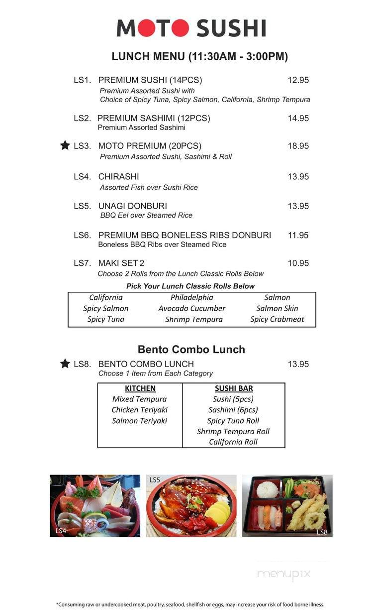 Moto Sushi - Glendale, CA menu_pic