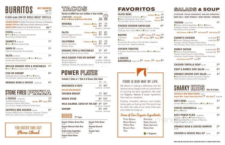 Sharky's Woodfired Mexican Grill - Valencia, CA menu_pic