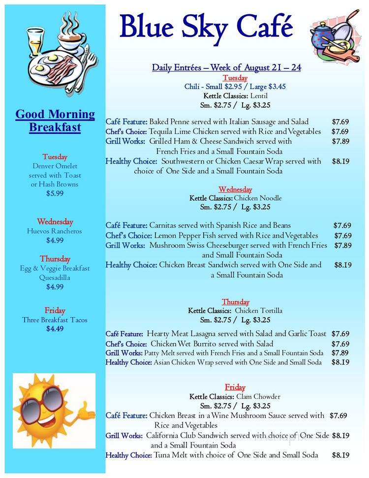 Blue Sky Cafe - Diamond Bar, CA menu_pic