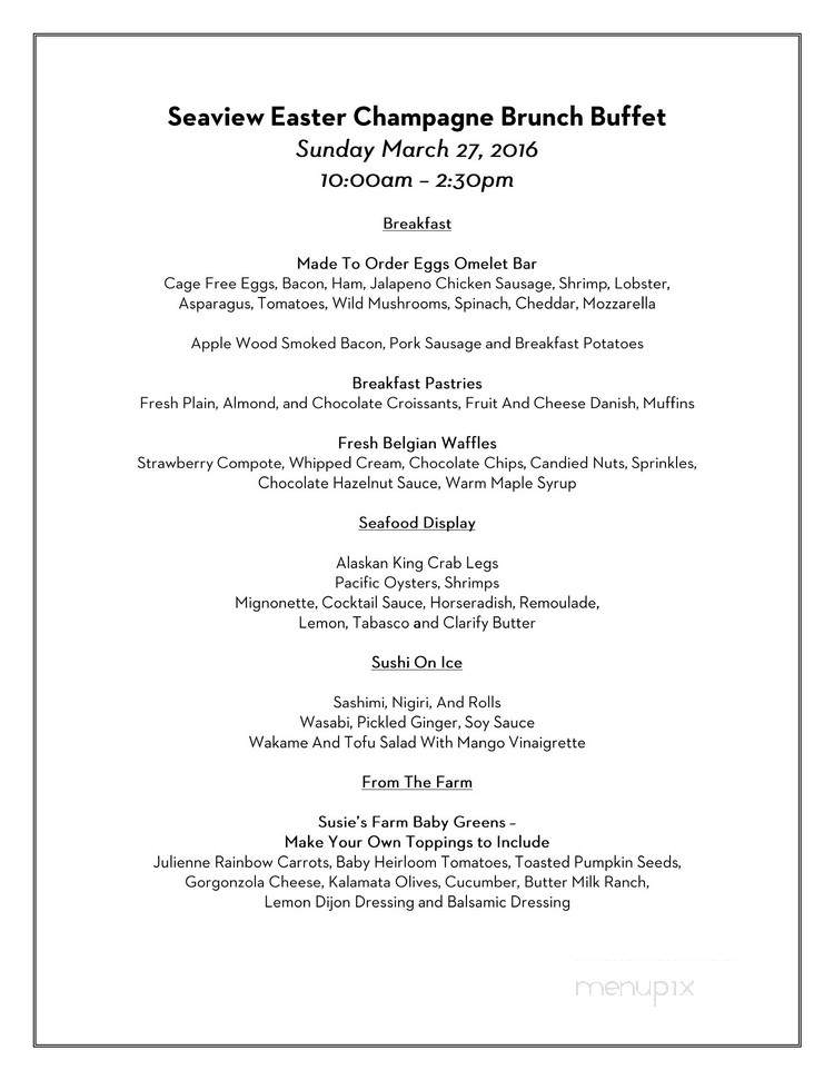 Seaview Restaurant - San Diego, CA menu_pic