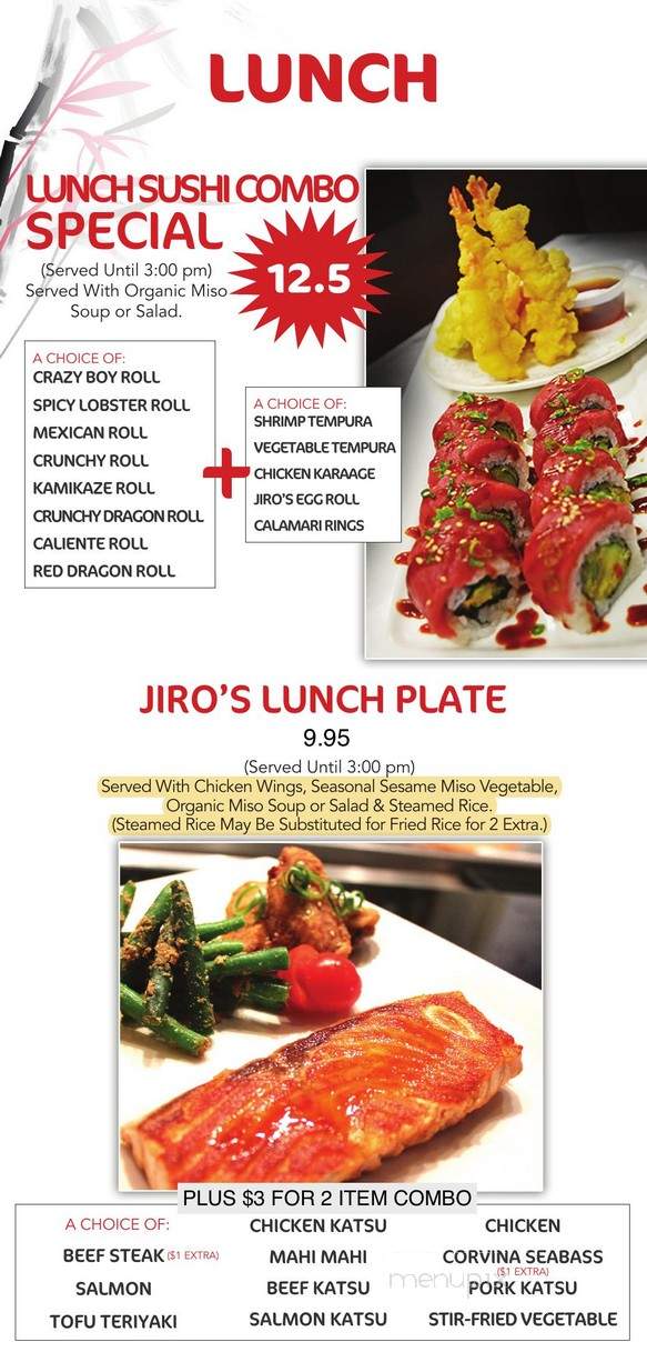 Jiro's Japanese Restaurant - San Bernardino, CA menu_pic