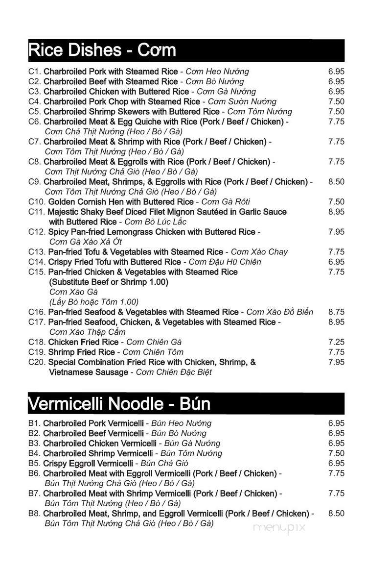 Pho Majestic Vietnamese Noodle & Grill - Lake Forest, CA menu_pic