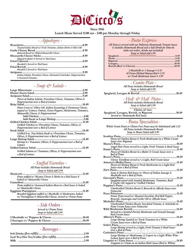 DiCicco's - Kingsburg, CA menu_pic