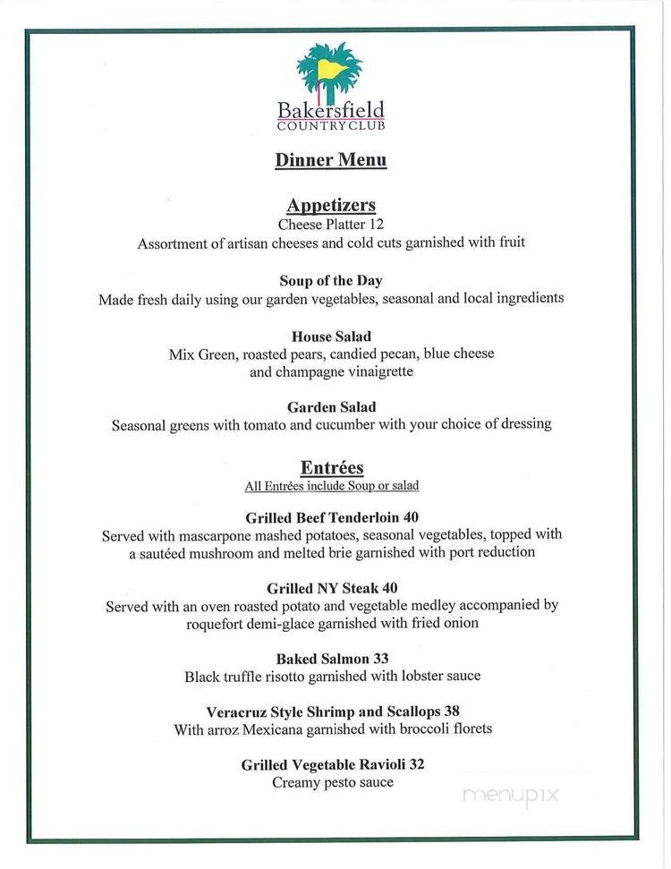 Bakersfield Country Club Dining Room - Bakersfield, CA menu_pic