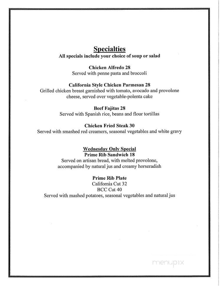 Bakersfield Country Club Dining Room - Bakersfield, CA menu_pic