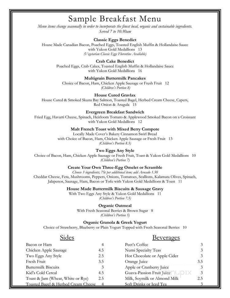 Evergreen Lodge Restaurant and Tavern - Groveland, CA menu_pic