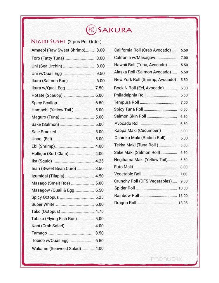 Sakura Sushi - Fairfield, CA menu_pic