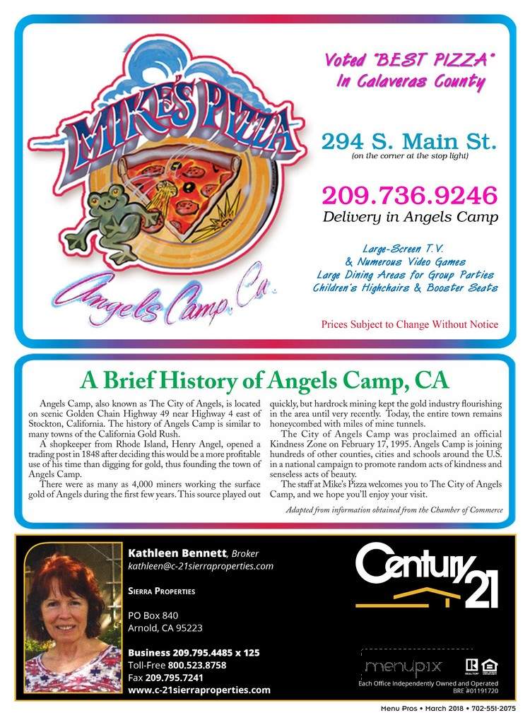 Mike's Pizza - Angels Camp, CA menu_pic