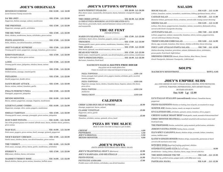 Joey's Original Pizza - Santa Rosa, CA menu_pic