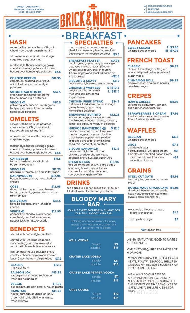 Brick & Mortar Cafe - Albany, OR menu_pic
