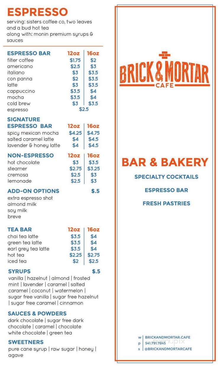 Brick & Mortar Cafe - Albany, OR menu_pic