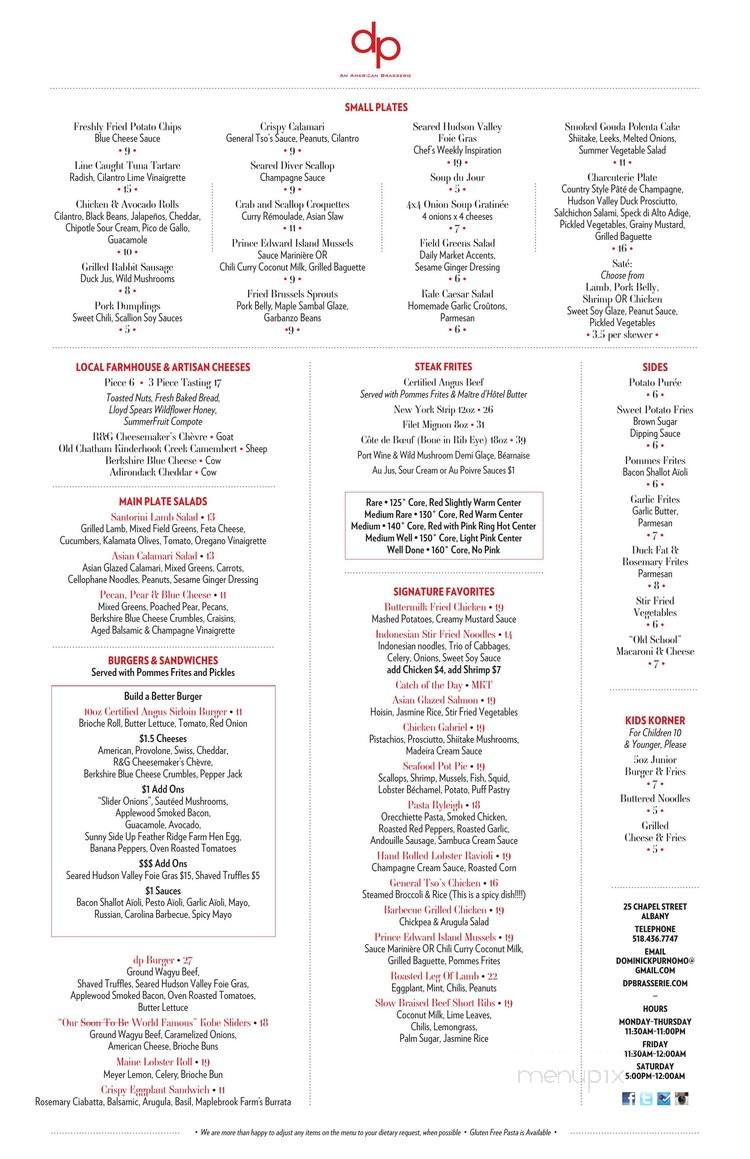 dp An American Brasserie - Albany, NY menu_pic