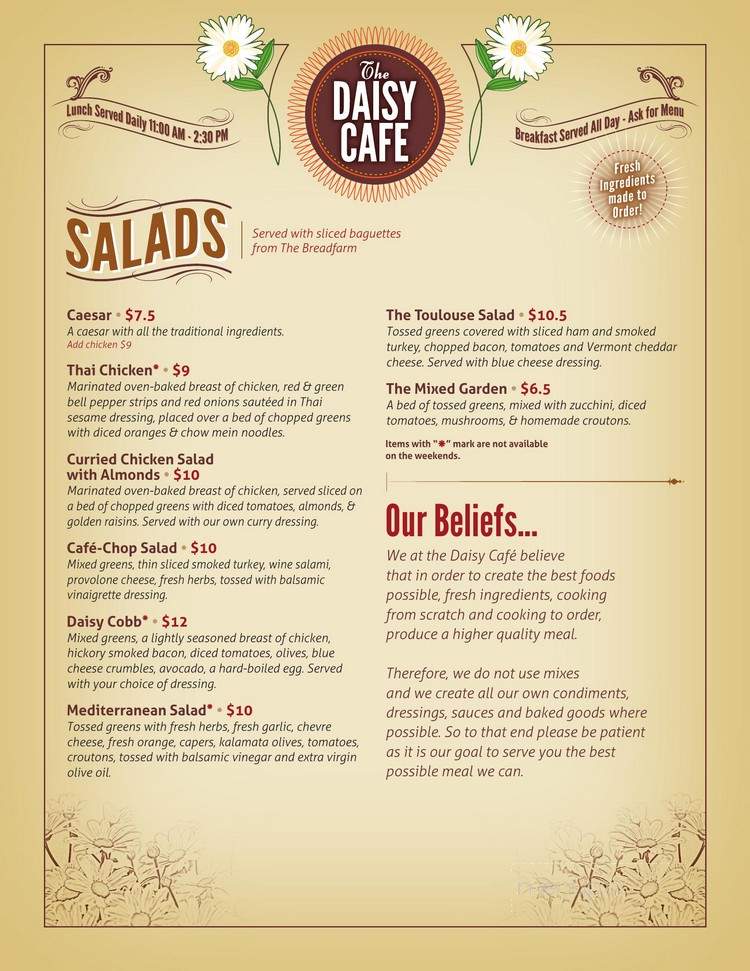 Daisy Cafe - Bellingham, WA menu_pic