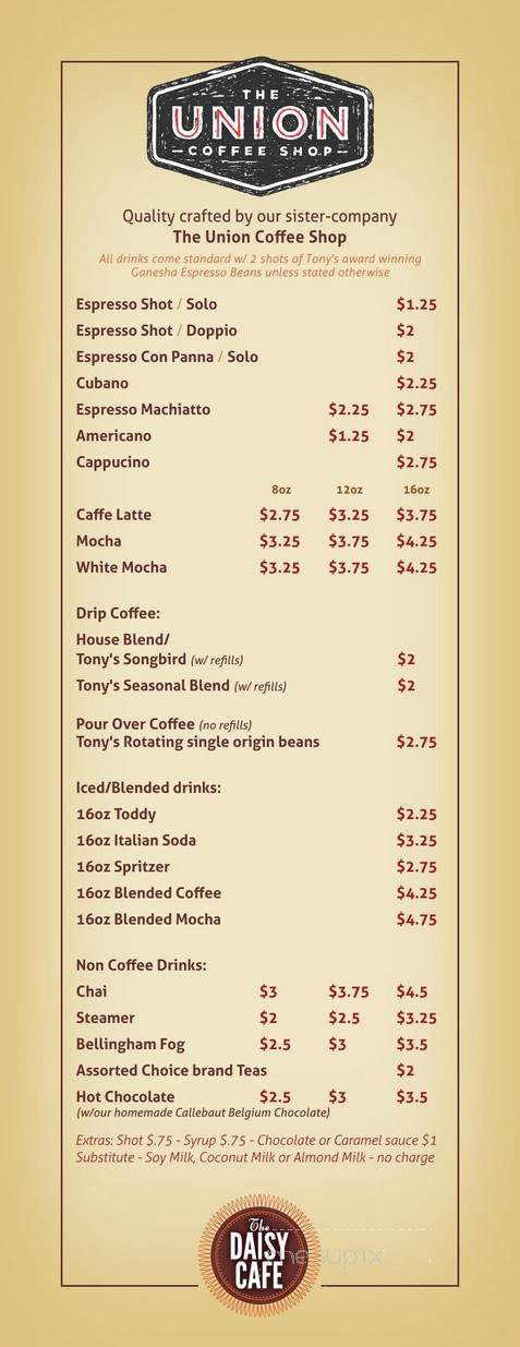 Daisy Cafe - Bellingham, WA menu_pic