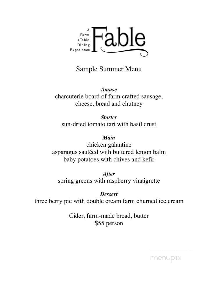 Fable Dining - East Meredith, NY menu_pic