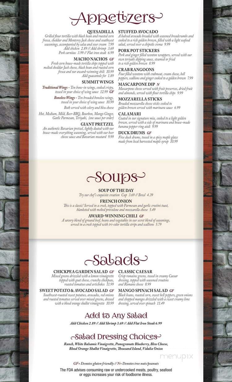 Summit Restaurant and Grill Room - Lackawaxen, PA menu_pic