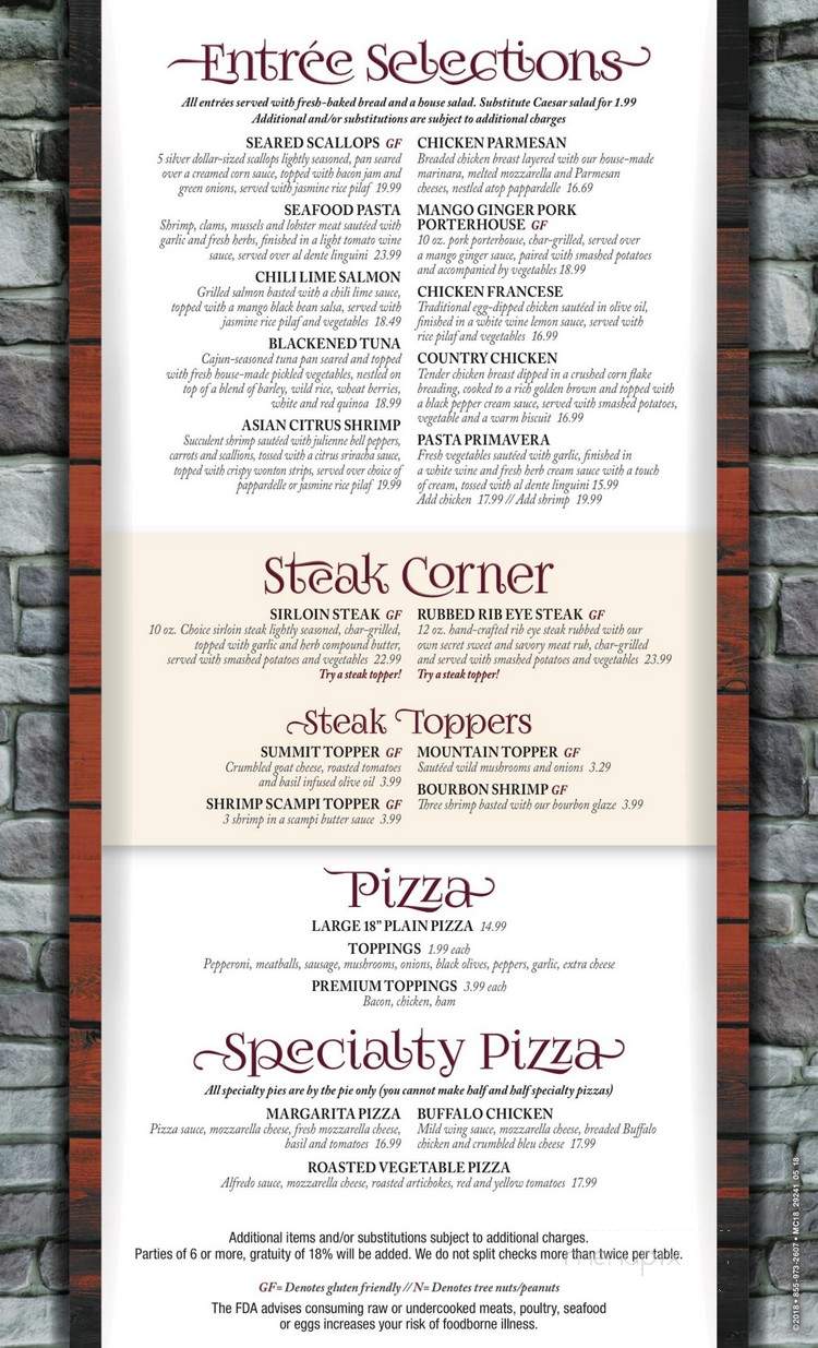 Summit Restaurant and Grill Room - Lackawaxen, PA menu_pic