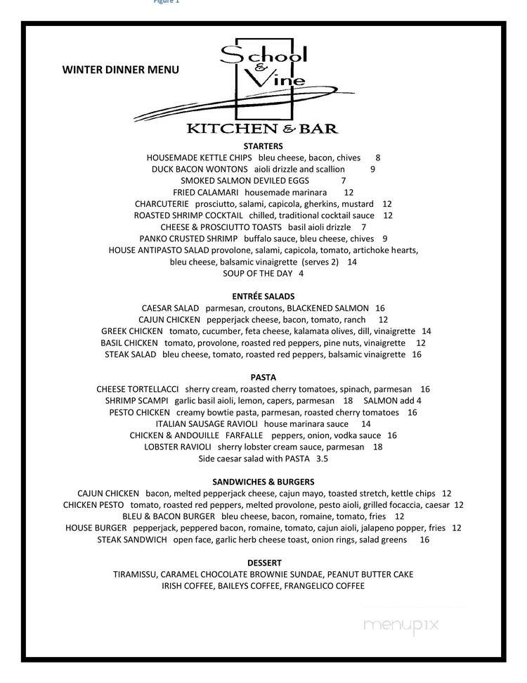School & Vine Kitchen & Bar - Jamesville, NY menu_pic
