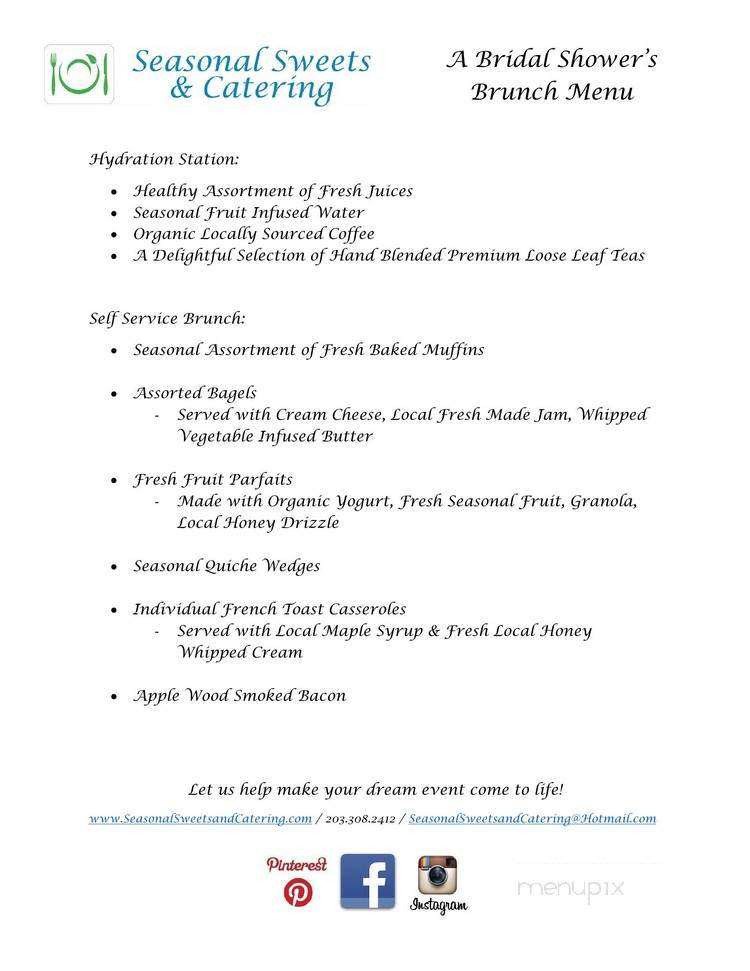 Seasonal Sweets and Catering - Derby, CT menu_pic