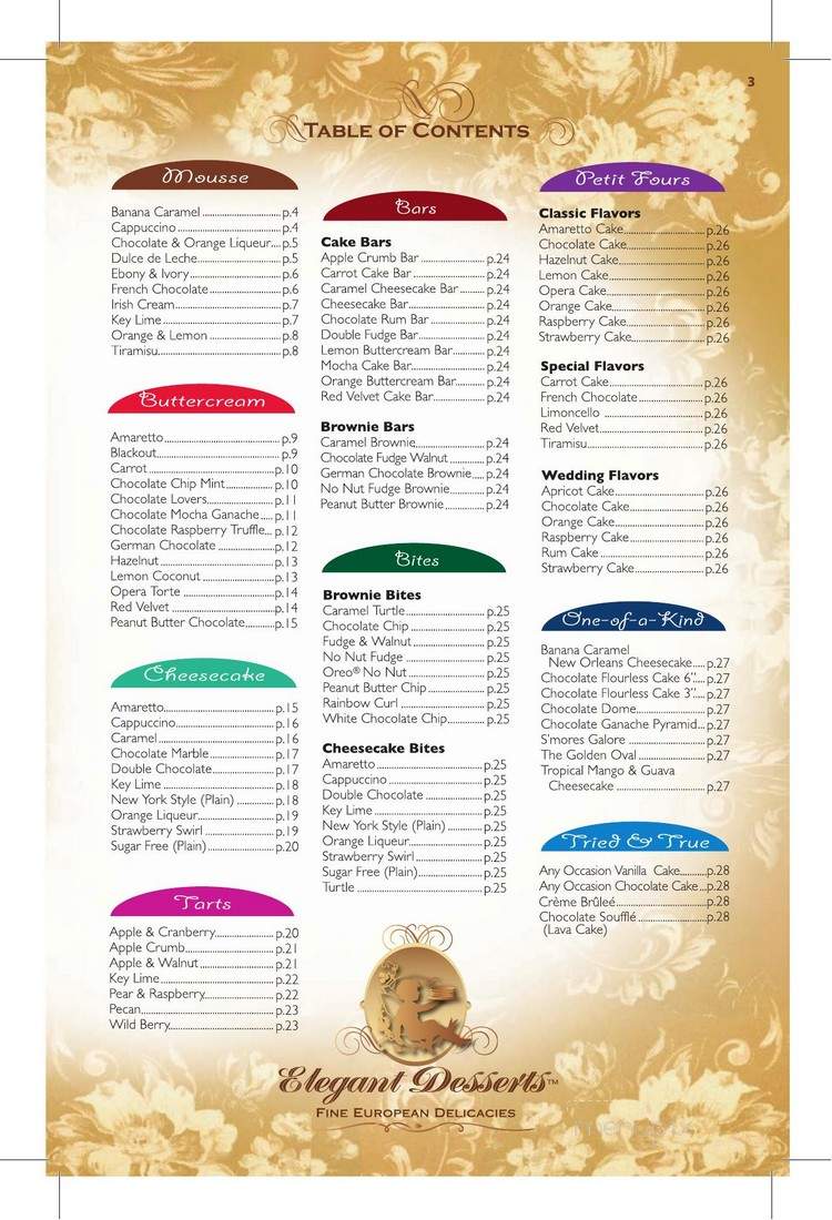 Elegant Desserts - Lyndhurst, NJ menu_pic