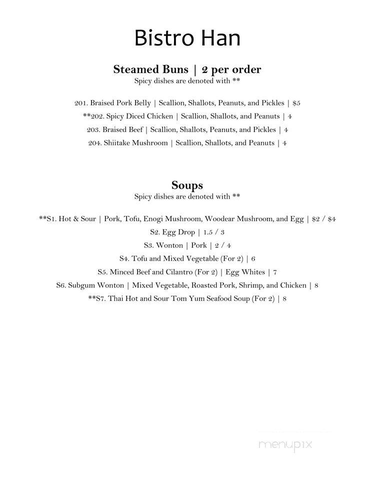 Bistro Han - Fairport, NY menu_pic