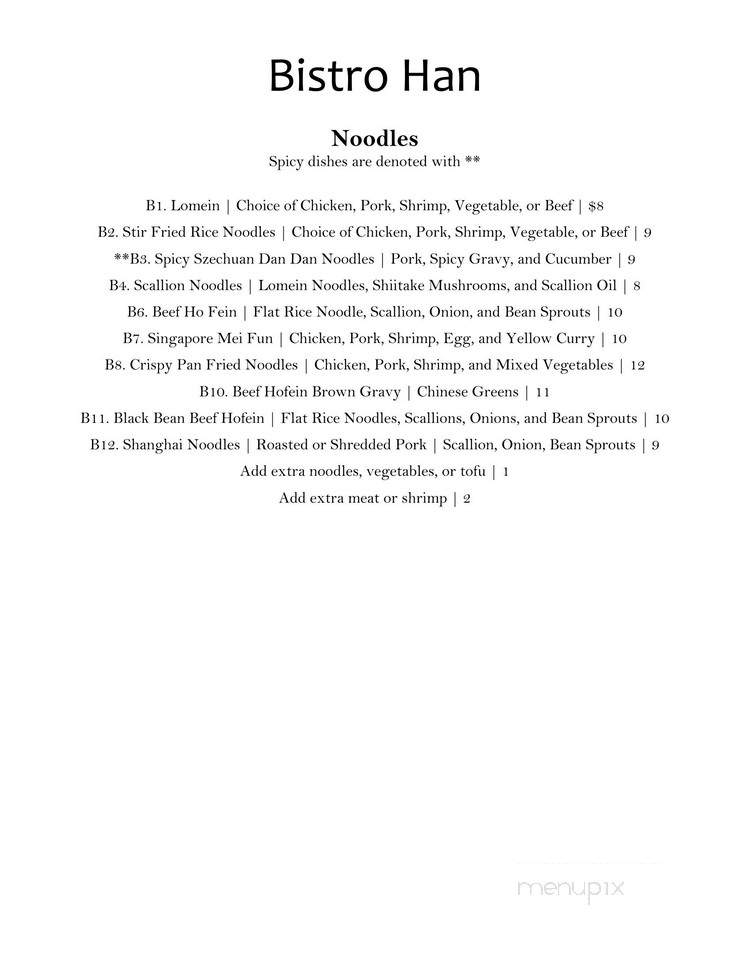 Bistro Han - Fairport, NY menu_pic
