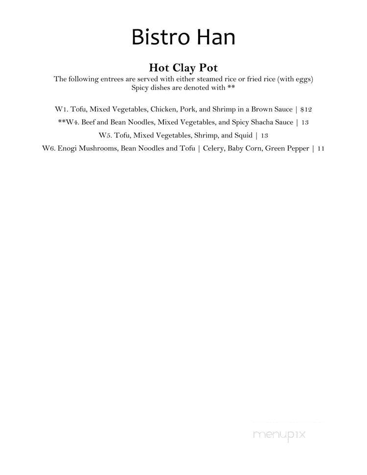Bistro Han - Fairport, NY menu_pic